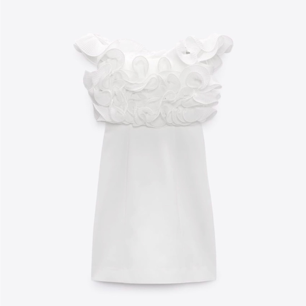 White dress with ruffles